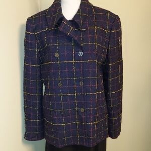 Ann Taylor Loft Woven Tweed Plaid Jacket